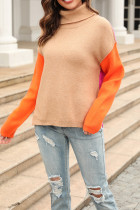 Color Block Turtle Collar Knit Sweaters