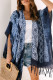 Blue Tie Dye Short Sleeves Tassels Kimono