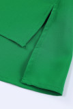 Green 3/4 Puff Sleeve Oversize Shirt