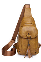 Plain PU Leather Zipper Sling Bag 