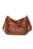 Plain PU Leather Zipper Design Crossbody Bag