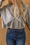 Gray Expose Seam Knitted Patchwork Cropped Top