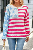 Star and Stripes Print Knitting Sweater 