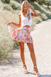 Multicolor Abstract Floral Print Ruffled Mini Skirt