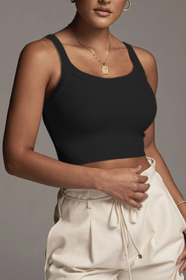 Sleeveless Spaghetti Knitting Crop Top 