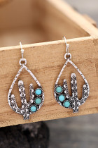 Turquoise Metal Cactus Earrings MOQ 5PCs