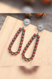 Hollow Out Turquoise Oval Earrings MOQ 5pcs