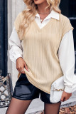 White Blouse With Knit Vest Fake Two Pieces Shirt