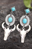 Turquoise Metal Bull Earrings MOQ 5PCs