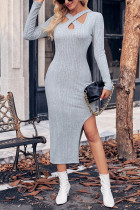 Crisscross Split Knitting Dress 