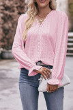 Eyelet Lace Crochet Puff Sleeves Top 