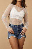 Rhinestone See Through Mesh Top 