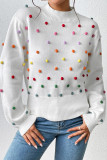 Colorful Pom Knit Puff Sweater