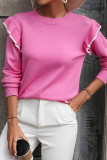 Plain Ruffles Sleeves Knit Sweater