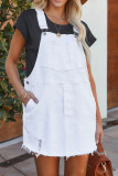 White Pockets Ripped Denim Overall