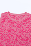 Pink Leopard Print Round Neck Tank Top