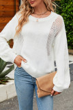Plain Hollow Out Knit Pullover Sweaters