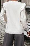 Plain Ruffles Sleeves Knit Sweater