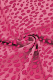 Pink Leopard Print Round Neck Tank Top