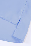 Sky Blue 3/4 Puff Sleeve Oversize Shirt
