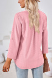 V Neck Jacquard Button Sleeves Top 