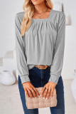 Plain Square Neck Long Sleeves Jersey Top
