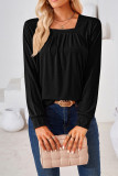 Plain Square Neck Long Sleeves Jersey Top