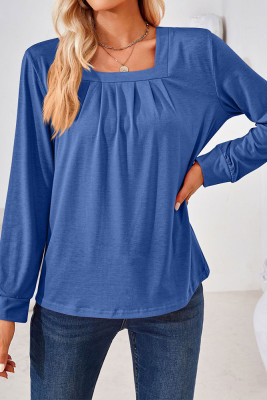 Plain Square Neck Long Sleeves Jersey Top