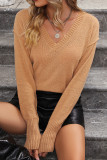 V Neck Plain Knitting Pullover Sweater 