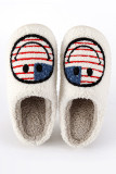 American Flag Smile Fluffy Slippers