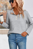 Grey Buttoned Quilted Sweatshirt