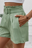 Green Pleated Shorts with Pockets 