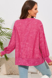 Rose Acid Wash Relaxed Fit Seamed Pullover Sweatshirt with Slits