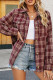 Wine Red Button Up Plaid Shacket 