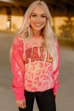 Pink FALL Leopard Print Long Sleeve Pullover Sweatshirt