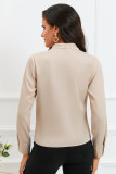 Apricot Solid Wrap V Neck Long Sleeve Top