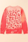Pink FALL Leopard Print Long Sleeve Pullover Sweatshirt