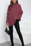 Plain Turtle Neck Cap Sleeves Sweater