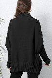 Plain Turtle Neck Cap Sleeves Sweater