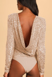 Sequin Glitter Long Sleeves Bodysuit 