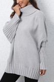 Plain Turtle Neck Cap Sleeves Sweater