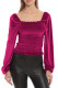 Square Neck Puff Sleeves Velvet Top