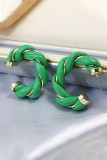 Green PU Cable Earrings MOQ 5pcs