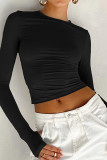 Plain Slim Fit Top with Thumb Hole