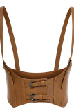 Spaghetti Buckle Leather Corset 