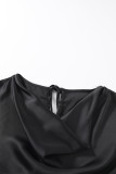 Black Cowl Neck Long Sleeve Elegant Blouse