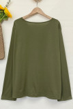 Army Green V Neck Plus Size Top