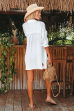White Lightweight Shirt Style Beach Cover Up
