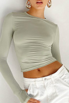 Plain Slim Fit Top with Thumb Hole