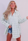 Green Pink Mix Checked Patchwork Long Sleeve Shirt